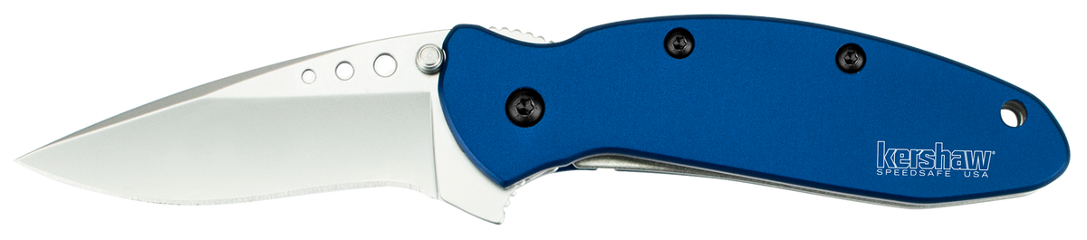 Kershaw Scallion 2.40" Folding Drop Point 420HC SS Knife - Navy Blue Aluminum