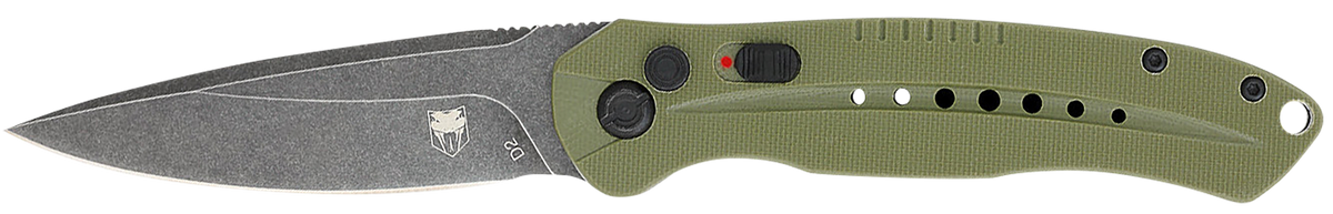 CobraTec Knives Diablo 3.5" Folding Automatic D2 Steel Black Stonewashed Blade OD Green G10