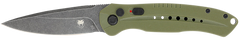 CobraTec Knives Diablo 3.5" Folding Automatic D2 Steel Black Stonewashed Blade OD Green G10