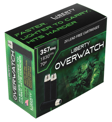 Liberty Ammunition OverWatch 357 Mag 70 gr Open Cavity Design 20-Rd - Box or Case