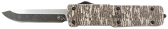 Templar Knife Premium Weighted Large 3.55" OTF Drop Point Plain D2 Steel Black Oxide Stonewashed Mossy Oak Bottomland Handle