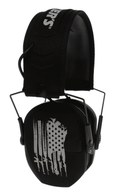 Walkers Game Ear Razor Slim Electronic Freedom Muff 23 dB Over the Head Black w/Distressed U.S Flag Polymer