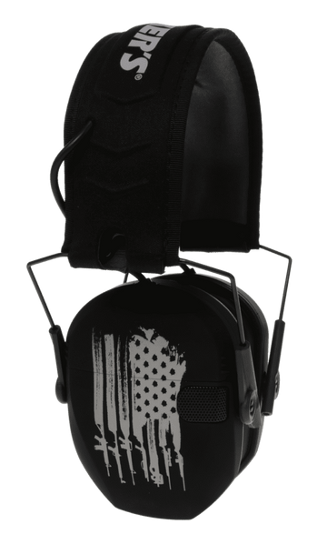 Walkers Game Ear Razor Slim Electronic Freedom Muff 23 dB Over the Head Black w/Distressed U.S Flag Polymer
