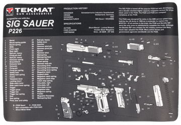 TekMat TEKR17SIGP226 Sig Sauer P226 Cleaning Mat Gray/White Rubber 11"x17" Sig P226 Parts Diagram