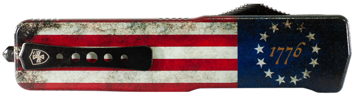 Templar Knife Premium Weighted Betsy Ross Flag Large 3.55" OTF Drop Point Plain D2 Steel Blade