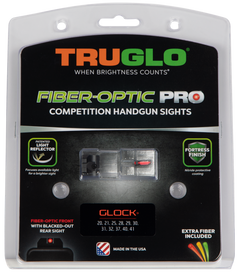 TruGlo TG132G2 Fiber-Optic Pro Red Fiber Optic Front / Black Blank Rear Sight Set - Glock 20/21