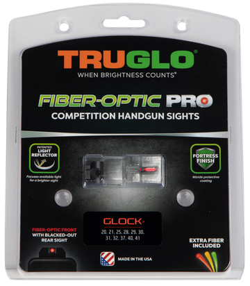 TruGlo TG132G2 Fiber-Optic Pro Red Fiber Optic Front / Black Blank Rear Sight Set - Glock 20/21