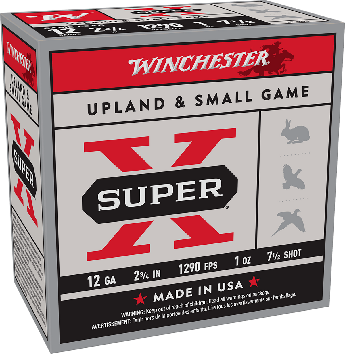 Winchester Ammo Super X Game Load 12 Gauge 2.75" 1 oz 7.5 Shot 25 Rd - Box or Case