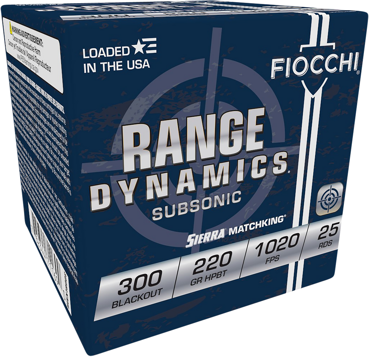 Fiocchi Range Dynamics 300 Blackout 220gr Sierra MatchKing BTHP 25 Rd - Box or Case