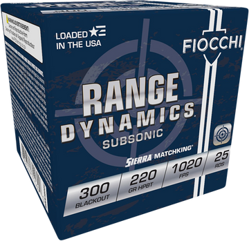 Fiocchi Range Dynamics 300 Blackout 220gr Sierra MatchKing BTHP 25 Rd - Box or Case