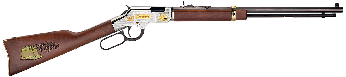 Henry H004AC American Construction 22 S/L/LR 16 LR/21 Short 20" Lever-Action Rifle - Nickel-Plated 24K Gold Inlay Engraved Receiver