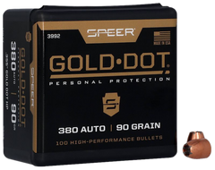Speer Ammo Gold Dot Personal Protection 9mm Luger 90gr Hollow Point Reloading Bullets - 100/Box