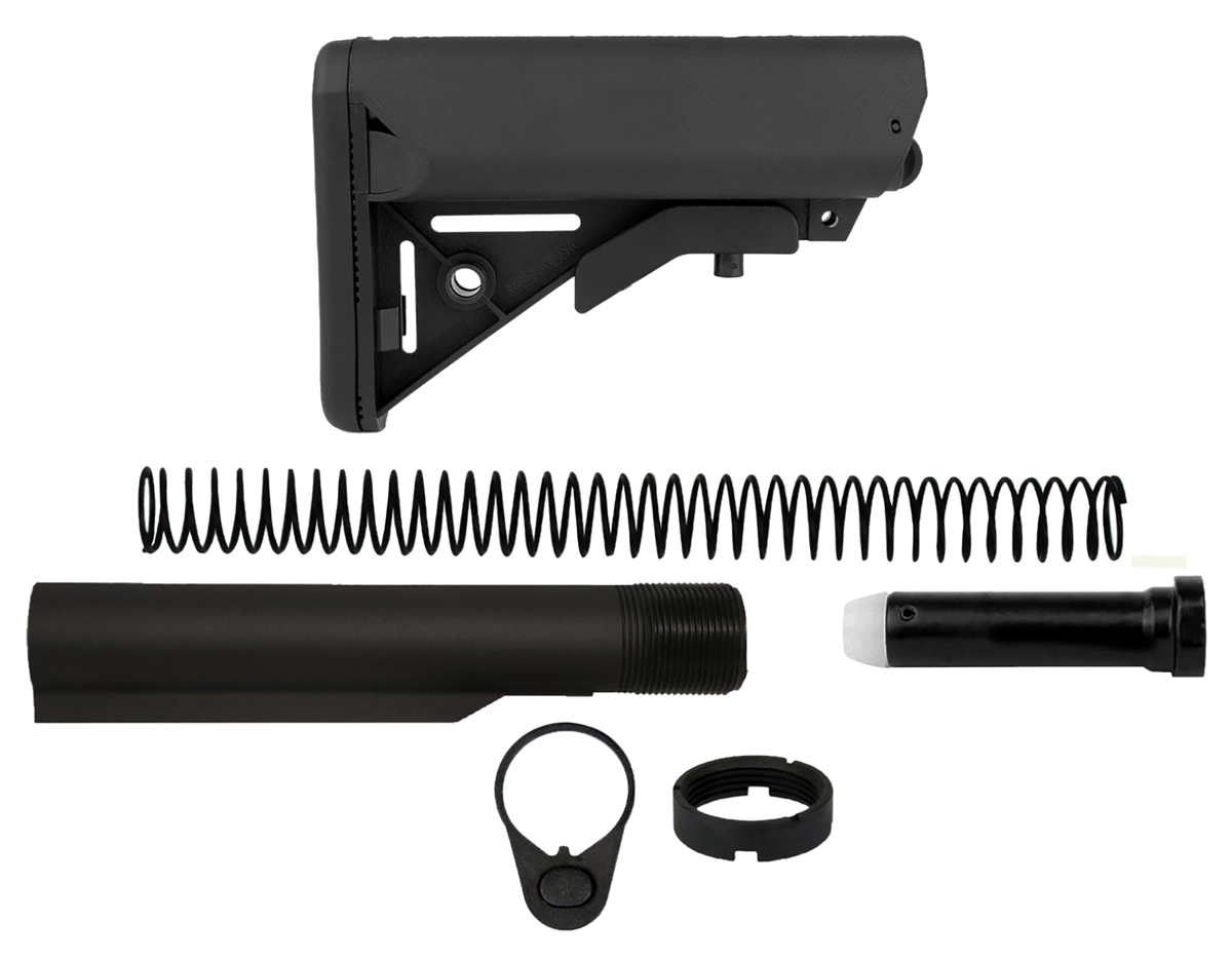 TacFire MAR050S Mil-Spec 6-Position Buffer Tube Kit - AR-15 Black