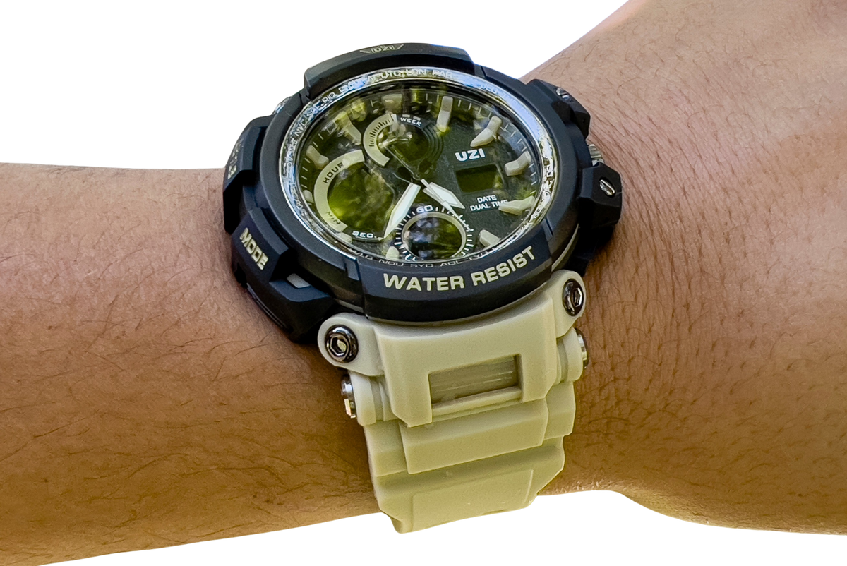 S&W Pepper Spray UZI Shock Digital Watch Khaki 30M