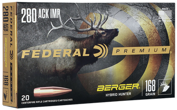 Federal Premium 280 Ackley Improved 168gr Berger Hybrid Hunter 20Rd - Box or Case