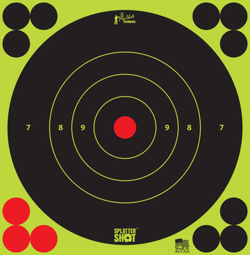 Pro-Shot SplatterShot Self-Adhesive Paper 6" Bullseye Black/Green Target - 12 Pack