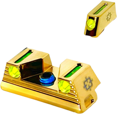 Cross Armory CRGSS-GD Standard 3 Point Fiber Sight Green/Green Gold Frame Fits Glock