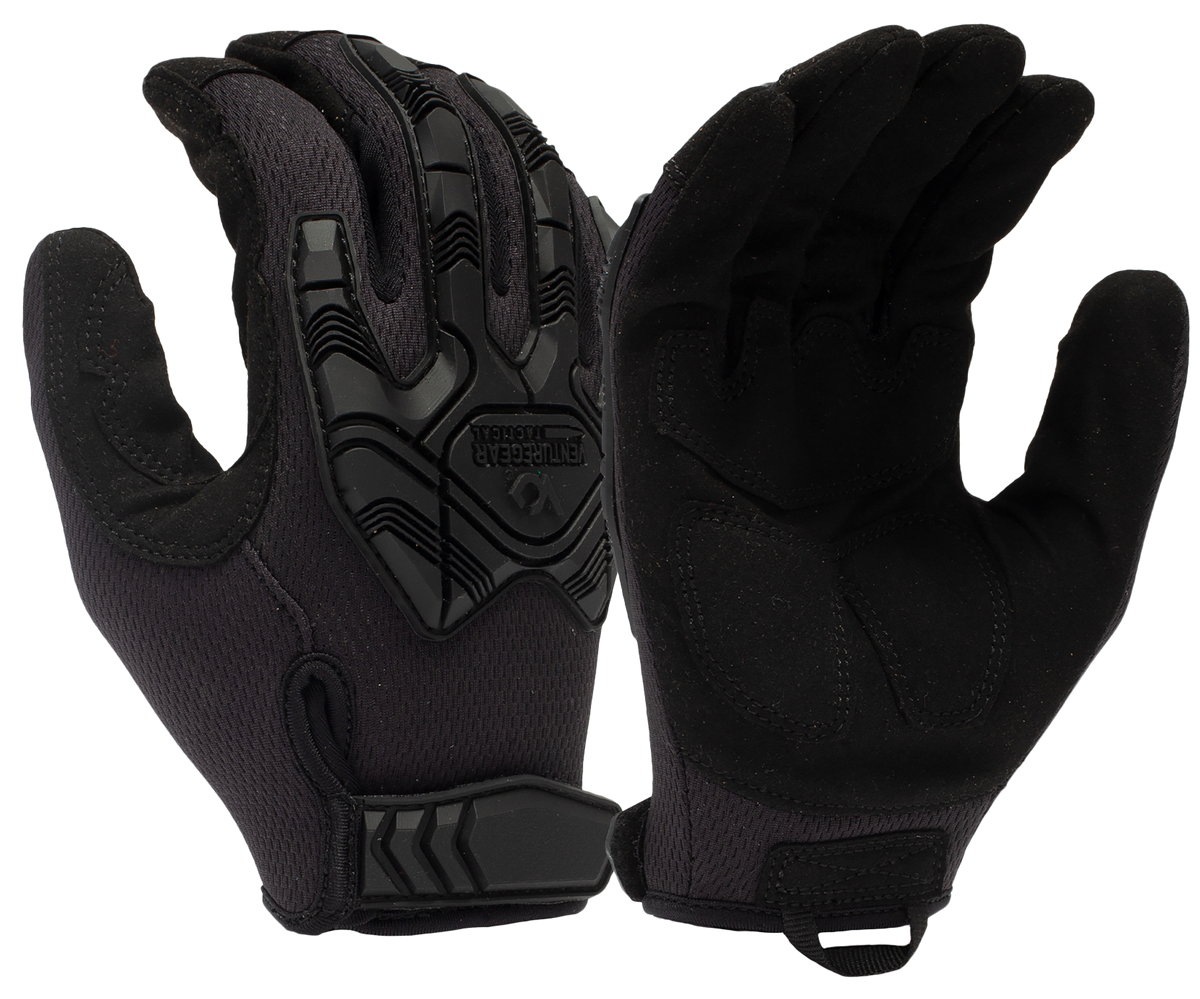 Pyramex VGTG40BX2 Impact Operator Heavy-Duty Black Synthetic Leather XXL Hook & Loop Gloves