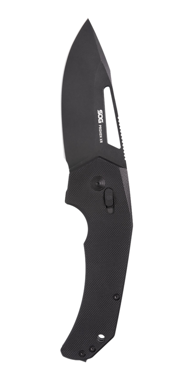 S.O.G Prohen XR 3.35" Folding Drop Point Plain Black TiNi Cryo D2 Blade G10 Handle
