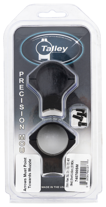 Talley 740700SM Scope Mount/Ring Combo 30mm Tube Remington 700/721/722/725/40X Medium Rings Short Action 20 MOA - Black Anodized