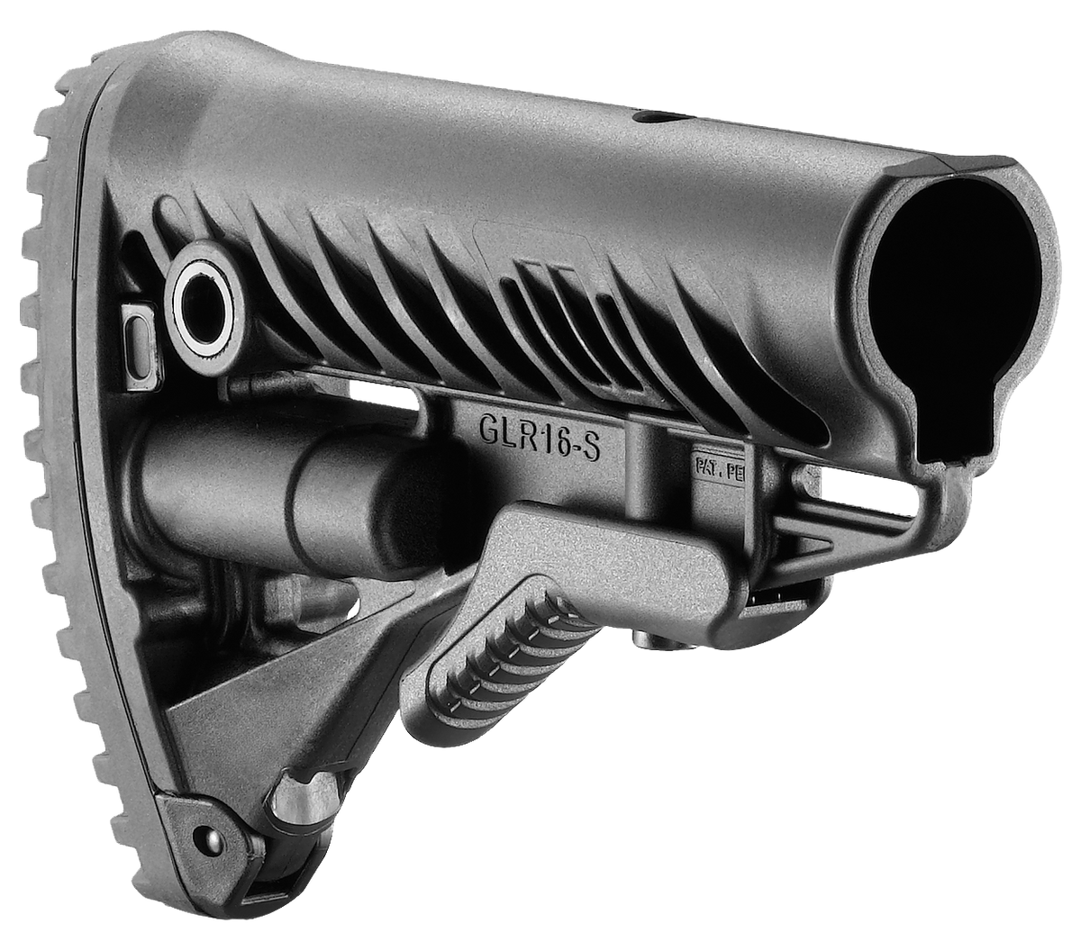 FAB Defense GLR-16 Buttstock Anti-Rattle Storage Compartment Black Polymer for AR-15/M16/M4