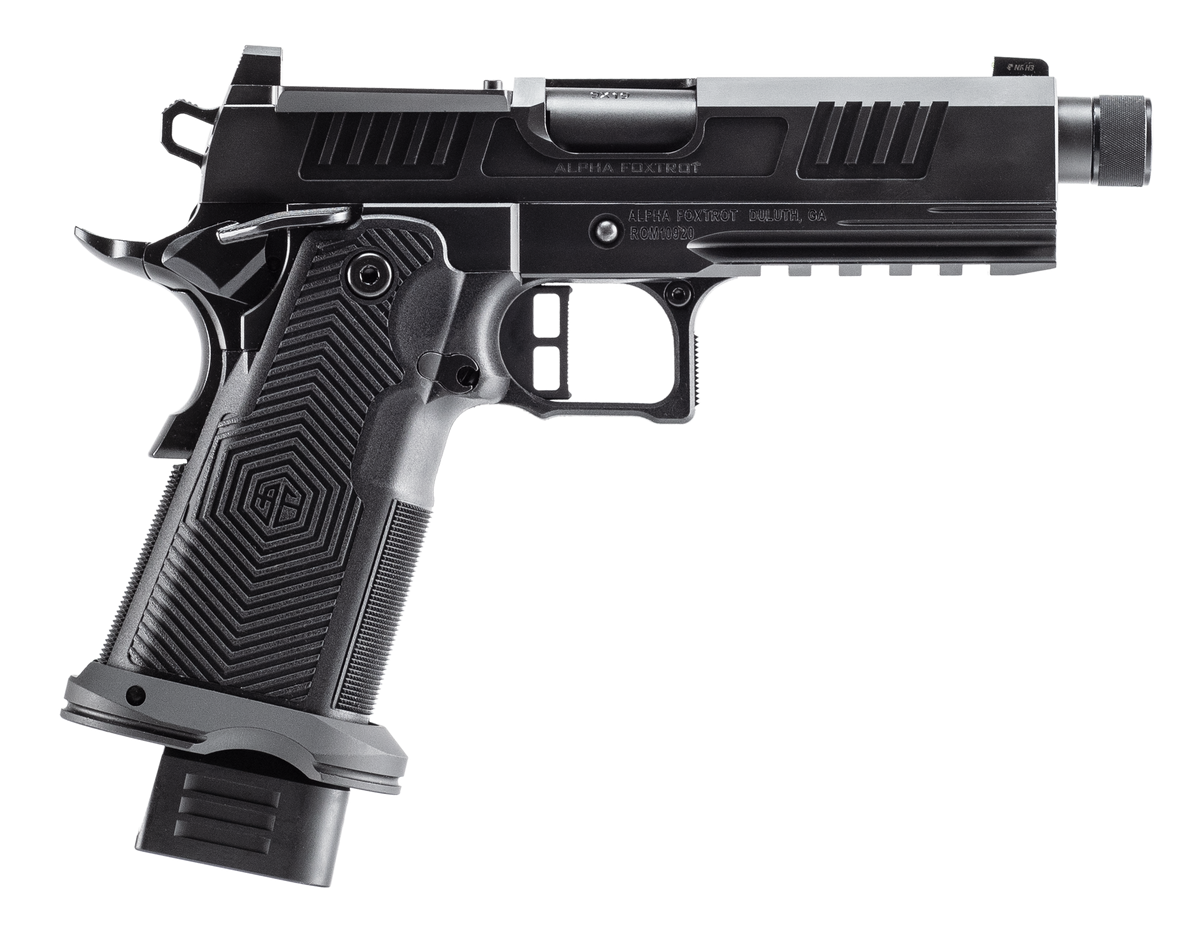 Alpha Foxtrot AF1911 Romulus 9mm Luger 4.25" 20+1 Semi-Auto Pistol - Black DLC