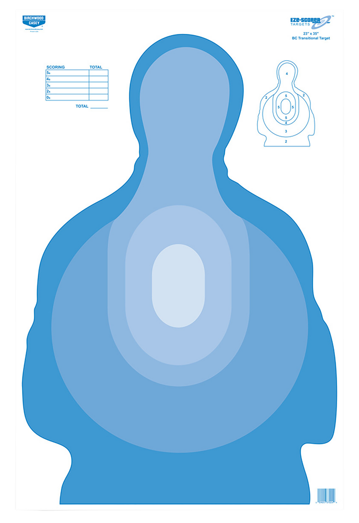 Birchwood Casey EZE-Scorer Silhouette Paper Target 23" x 35" 100 Per Pkg - BC Transitional Blue