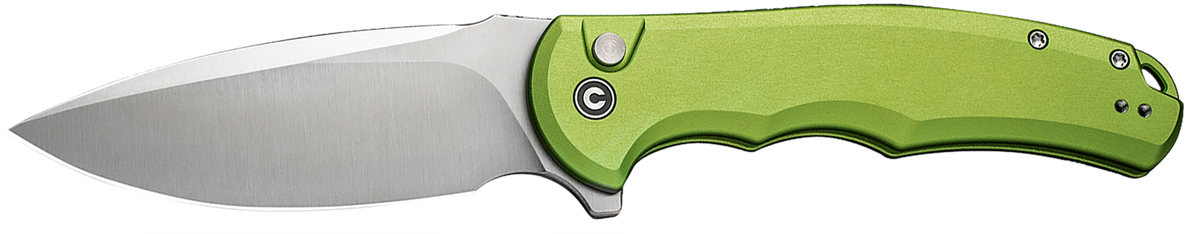 Civivi Knives Praxis 3.75" Folding Drop Point Plain Satin Nitro-V Steel - Lime Green Aluminum Handle