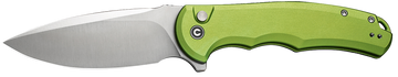 Civivi Knives Praxis 3.75" Folding Drop Point Plain Satin Nitro-V Steel - Lime Green Aluminum Handle
