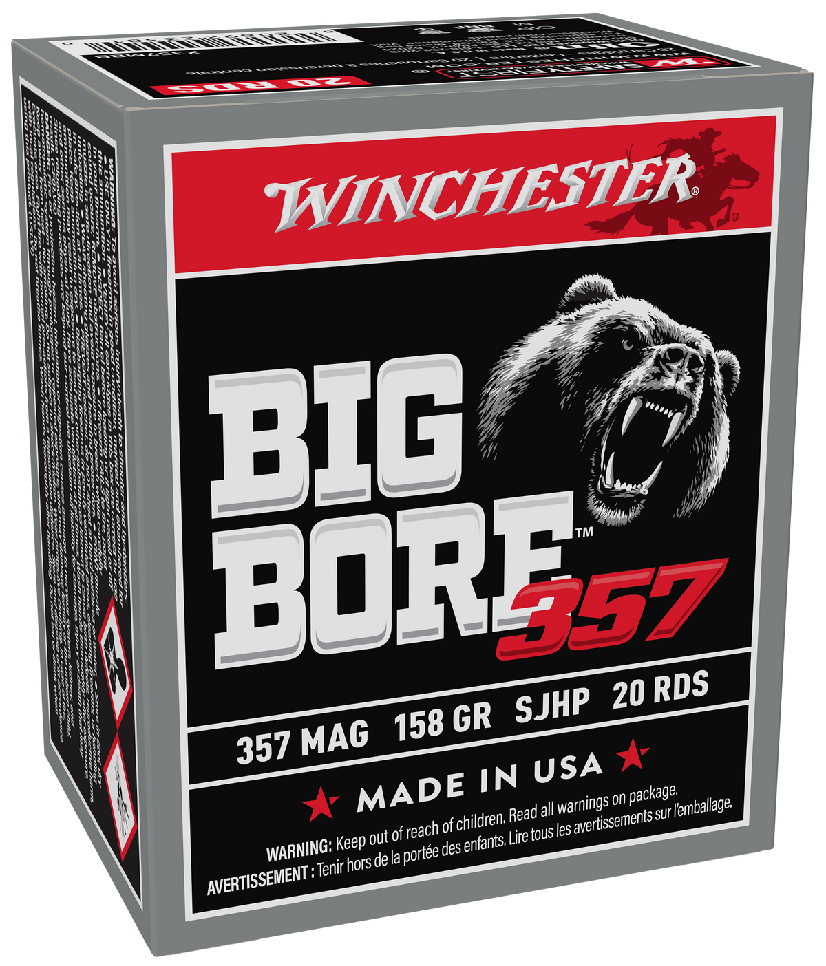 Winchester Ammo Big Bore 357 Mag 158gr Semi Jacketed Hollow Point 20 Rd - Box or Case