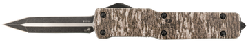Templar Knife Premium LW Slim 3.16" OTF Dagger Plain D2 Black Oxide Stonewashed Powder Coated 4.93" Mossy Oak Bottomland Aged Aluminum Handle