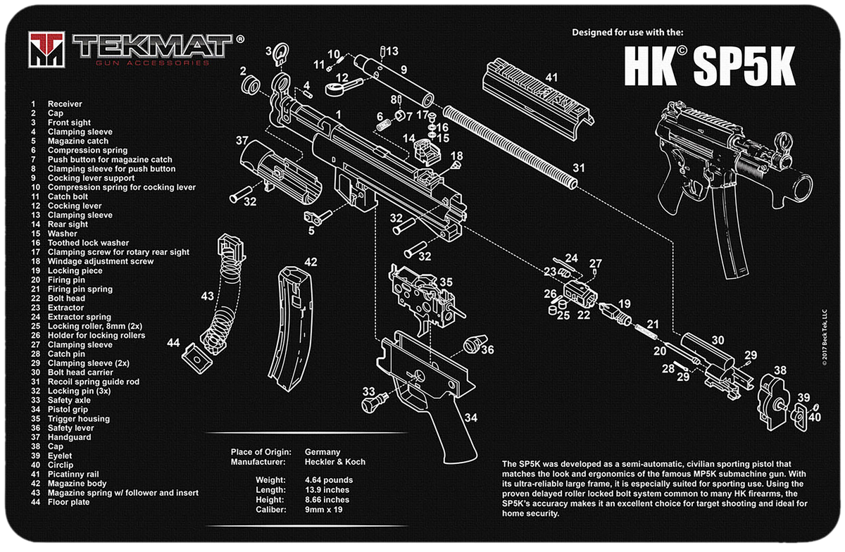 TekMat TEKR17HKSP5K HK SP5K Cleaning Mat 11" x 17" Black/White Rubber