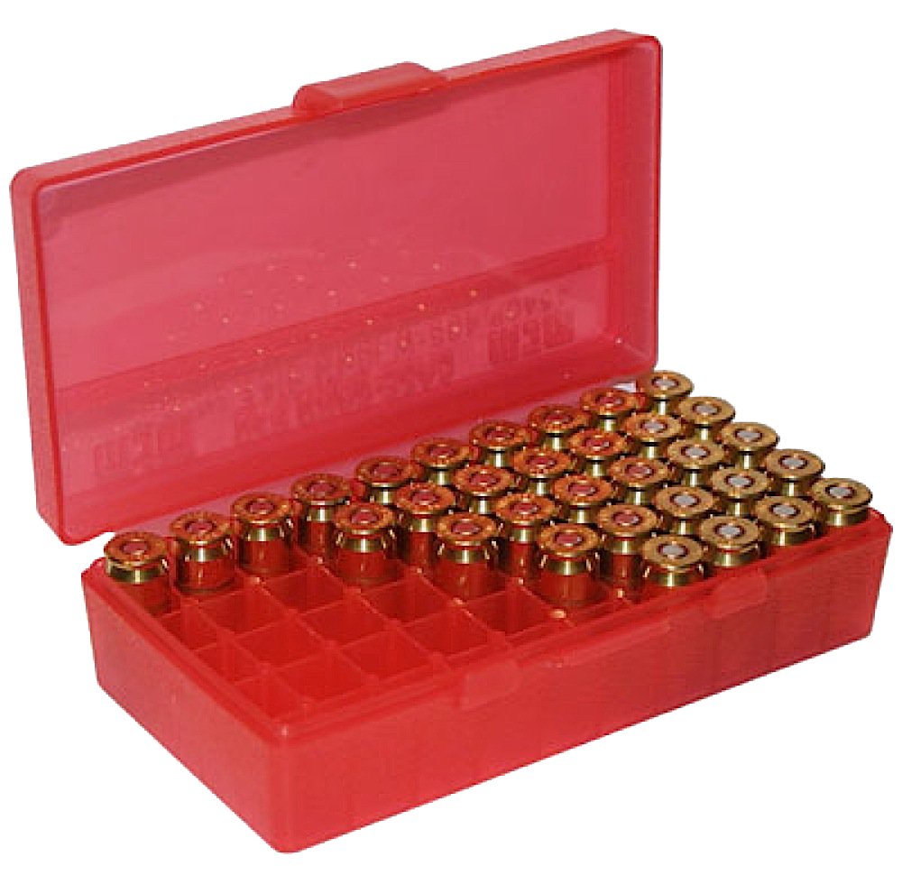 MTM Case-Gard P-50 45 ACP/10mm 50rd Flip-Top Clear Red Polypropylene Ammo Box