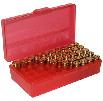 MTM Case-Gard P-50 45 ACP/10mm 50rd Flip-Top Clear Red Polypropylene Ammo Box