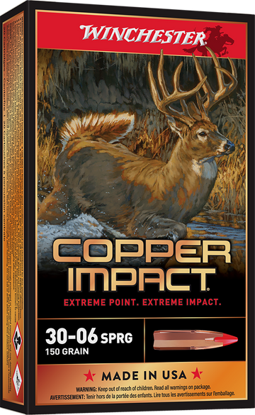 Winchester Ammo Copper Impact 30-06 Springfield 150gr Copper Extreme Point Lead Free 20 Rd - Box or Case