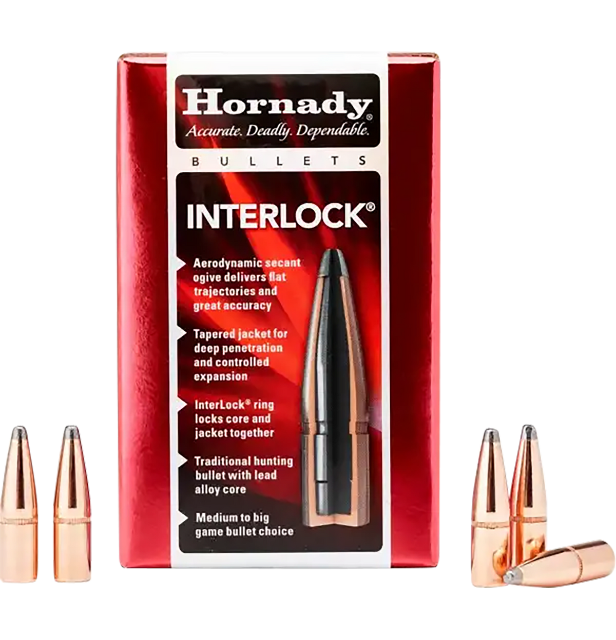 Hornady InterLock 45 Cal .458 350 gr Flat Point - 50 Per Box