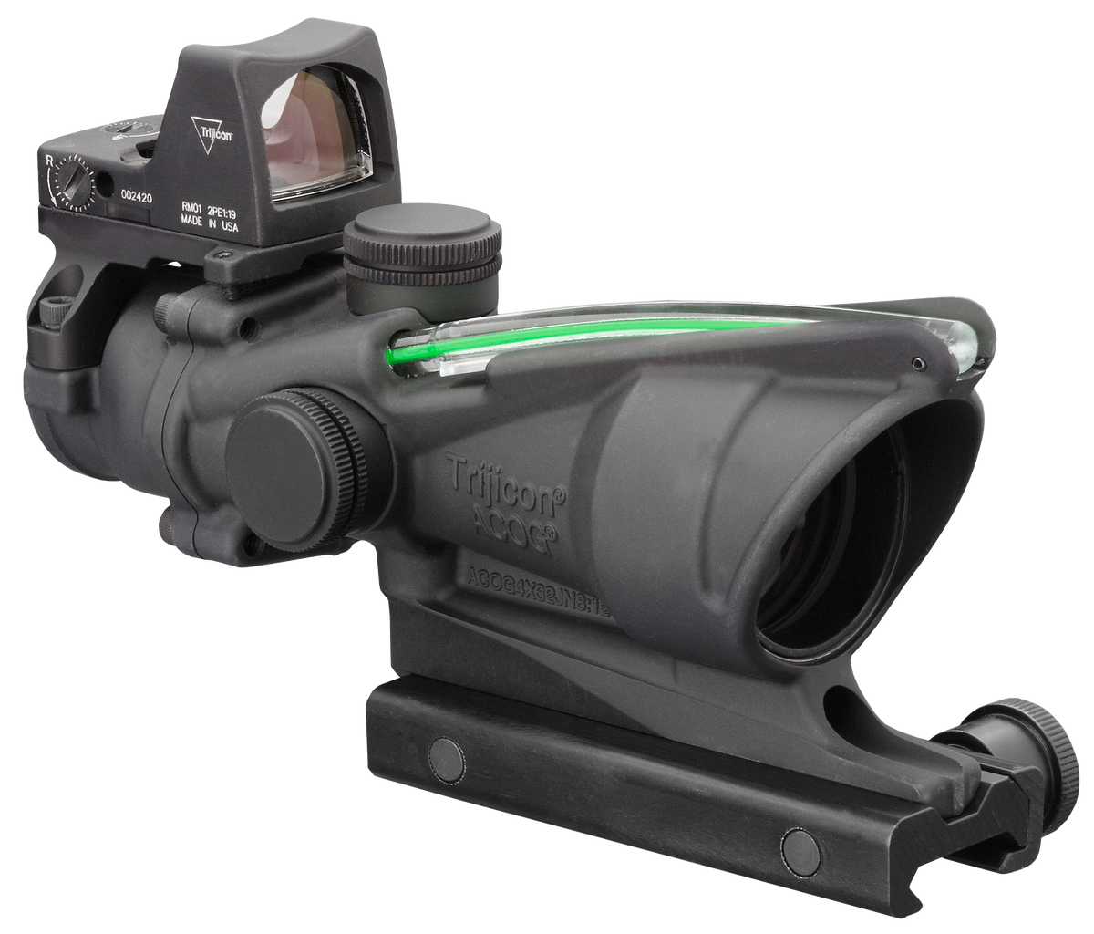 Trijicon 100552 ACOG 4x32mm Dual Illuminated Green Crosshair .223/5.56 BDC Riflescope with RMR Type 2 3.25 MOA - Matte Black