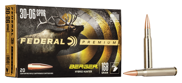 Federal Premium 30-06 Springfield 168gr Berger Hybrid Hunter 20 Rd - Box or Case