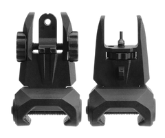TacFire IS012B Front/Rear Same Plane / Low Profile Polymer Flip-Up Sight Set - Black