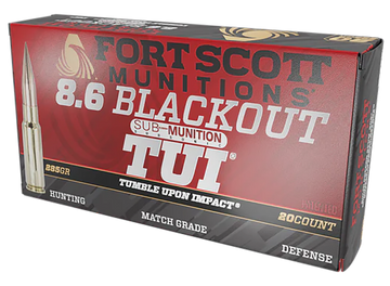 Fort Scott Munitions Tumble Upon Impact (TUI) 8.6 Blackout 285gr Solid Copper Spun - Box or Case