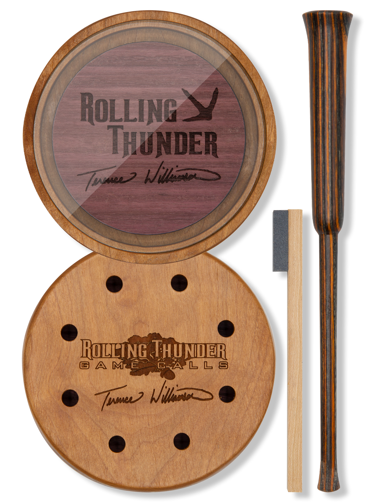 Rolling Thunder Game Call Terence Williamson Turkey Pot Call & Striker