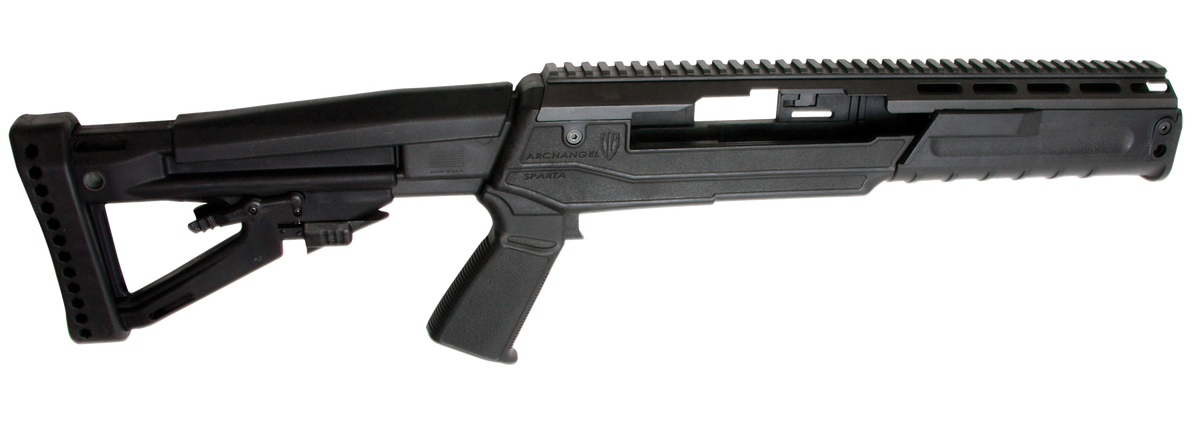 Archangel AA1430 Sparta Conversion Stock Black Carbon Fiber/Polymer 4-Position Collapsible Pistol Grip for Ruger Mini-14/Mini Thirty