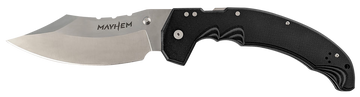 Cold Steel Mayhem 6" Folding Clip Point Modified Cleaver Plain Satin AUS-10A SS Blade Black G10 Handle