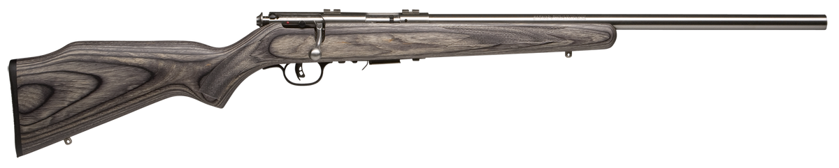 Savage Arms 93R17 BVSS 17 HMR 5+1 21" Bolt Action Rifle - Satin Stainless Heavy Barrel, Gray Laminate Stock, Right Hand