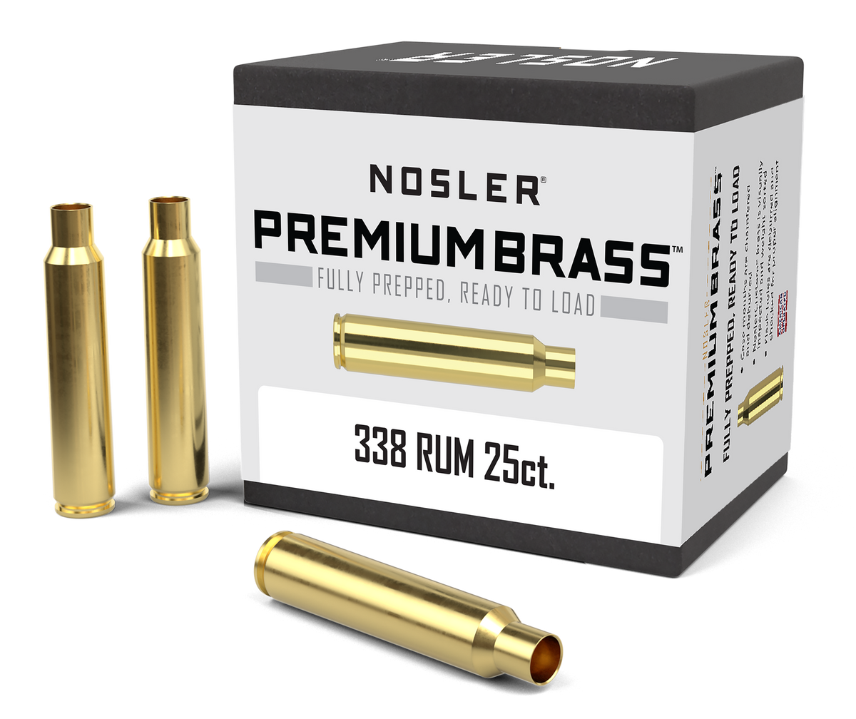 Nosler Premium Brass 338 RUM Unprimed Cases 25/Box