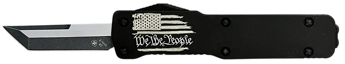 Templar Knife Premium LW We The People 1.85" OTF Tanto Plain D2 Black Aluminum - California Legal