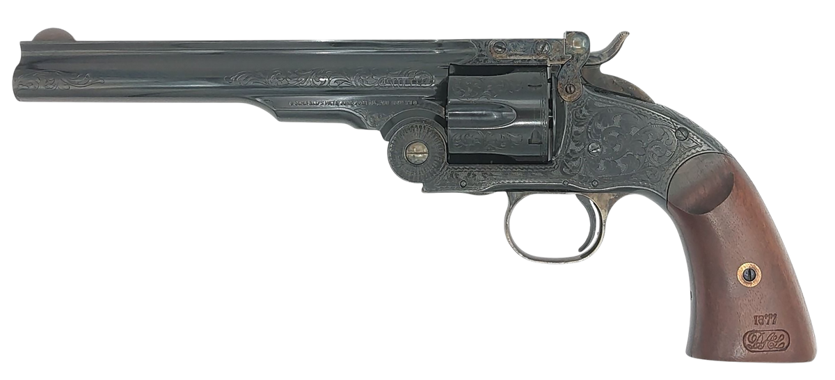 Taylor's & Company Top Break Schofield 44-40 Win 7" 6-Rd Revolver - Blued Engraved