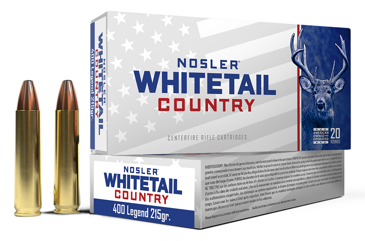 Nosler Whitetail Country 400 Legend 215gr Straight Wall 20 Rd - Box or Case