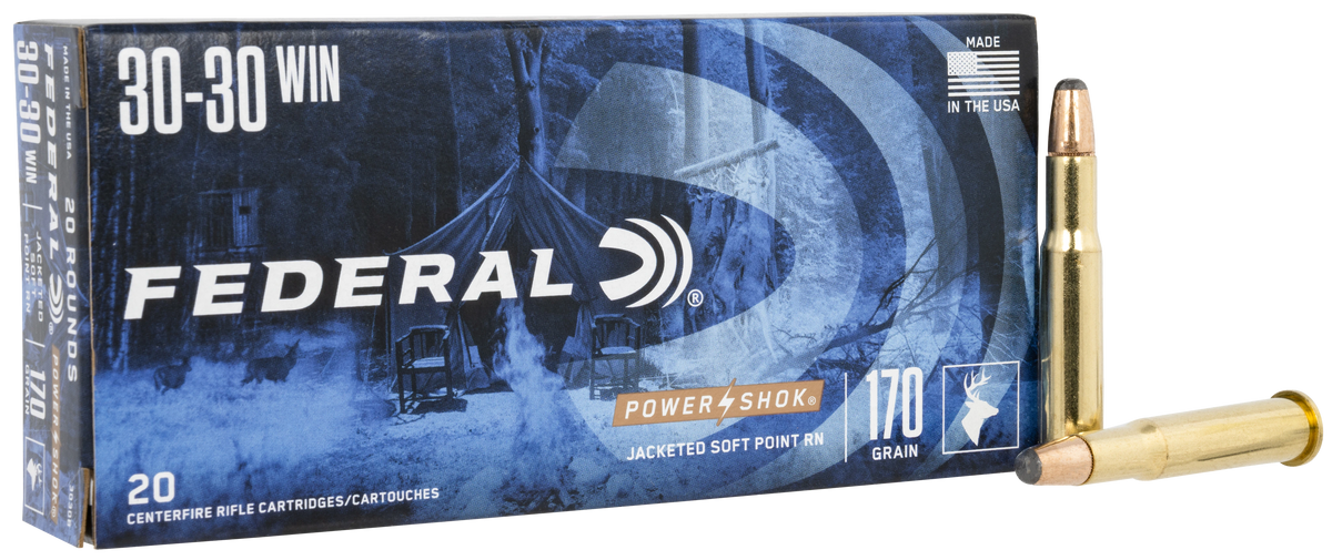 Federal 3030B Power-Shok  30-30Win 170gr Jacketed Soft Point 20 Per Box/10 Case
