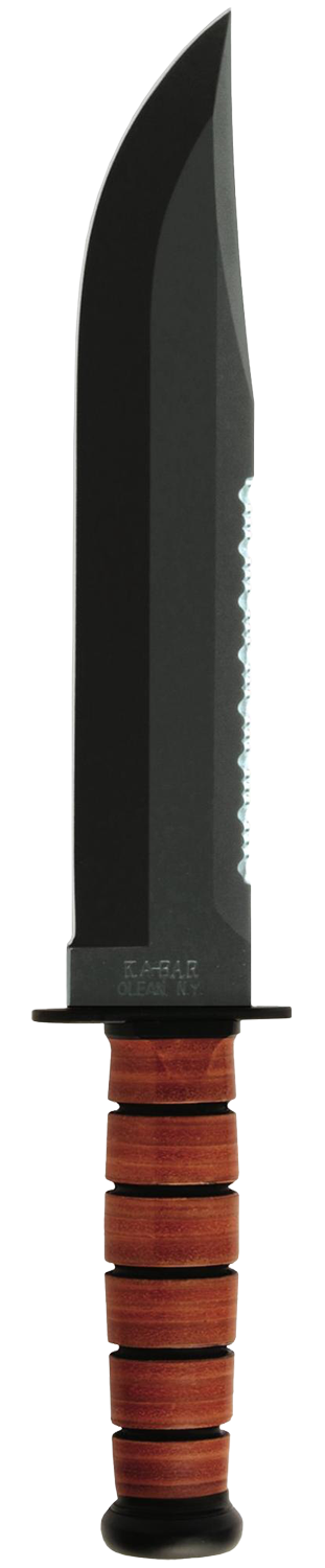 Ka-Bar 2217 Big Brother 9.38" Fixed Clip Point Part Serrated 1095 Cro-Van Brown Leather Handle